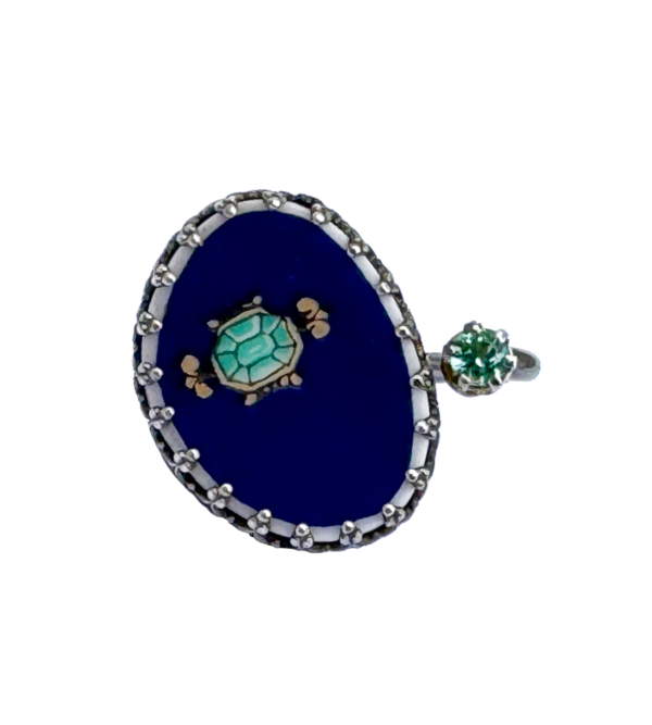 Porzellanring blau mit Turmalin – Bild 2